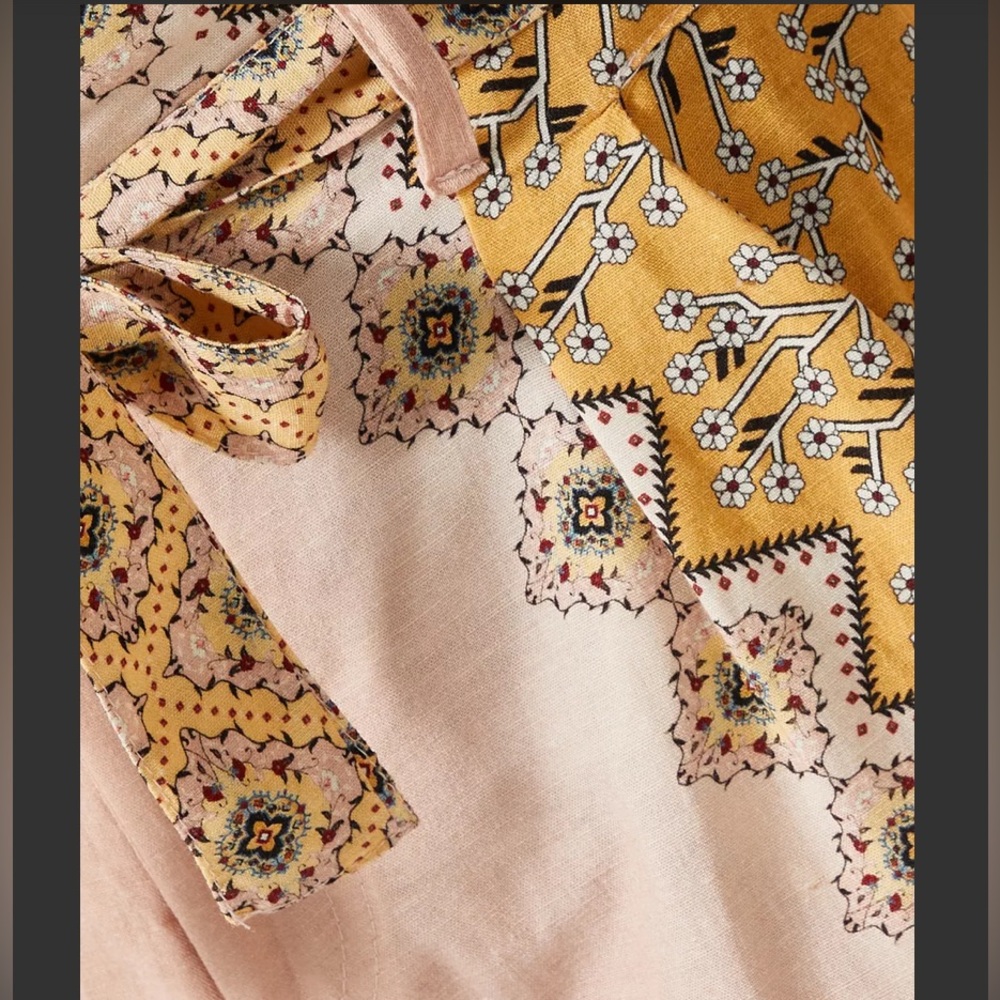 Agua Bendita Pink & Yellow Linen Blend High Waist Shorts – Size L - Picture 4 of 10